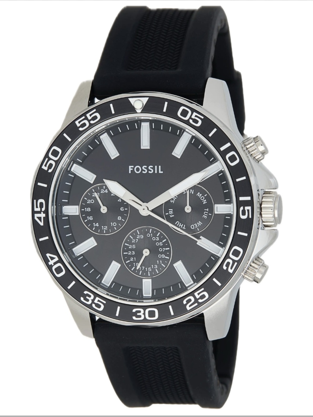 Fossil Black Dial Silver-Tone Chronograph Watch